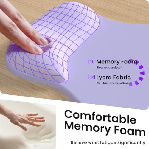 AKIT Ergonomic Mouse Pad and Keyboard Wrist Rest Set,Memory Foam,Purple | 3-in-1 Set Includes Mouse Pad and Keyboard Wrist Rest Memory Foam for Comfort Non-slip Base Suitable for Home Office Gaming - Image 3