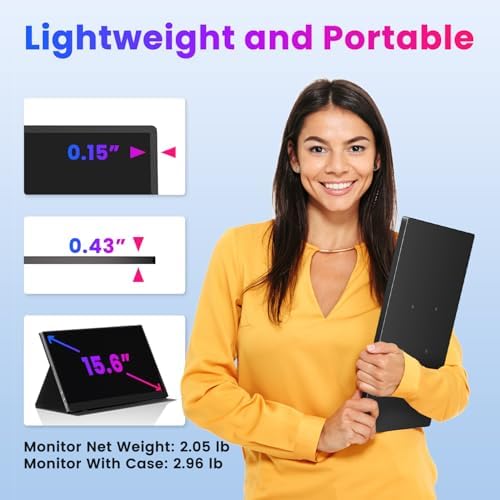Upperizon Portable Monitor 15.6 inch 4K UHD 3840X2160 144% sRGB 60Hz HDR HDMI USB-C Travel Monitor for Laptop MacBook PC Surface PS5 Xbox, External Display with Full Cover & Speakers, VESA Compatible - Image 7