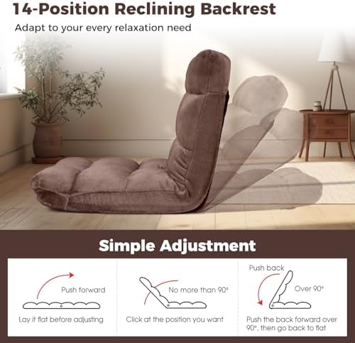 COSTWAY Floor Chair, Video Gaming Chairs with Back Support - Image 4