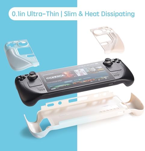 UYIYE Case for Steam Deck OLED & LCD with Kickstand, White-Blue Gradient - Image 4