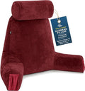 Husband Pillow Medium Reading Pillow with Arms - 23" Backrest for Sitting Up in Bed - Firm Support Bed Rest Pillow for Adults, Neck Roll, Removable Cover - TV, Reading, Lounging - Maroon by HusbandPillow
