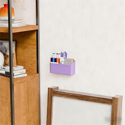 Yieach 2 Pack Magnetic Marker Holder for Whiteboard with Magnet and Adhesive - Non Slip Acrylic Magnetic Pen Cup,Dry Erase Marker Holder for Expo,Refrigerator,Locker and Classroom Organizer,Purple - Image 6