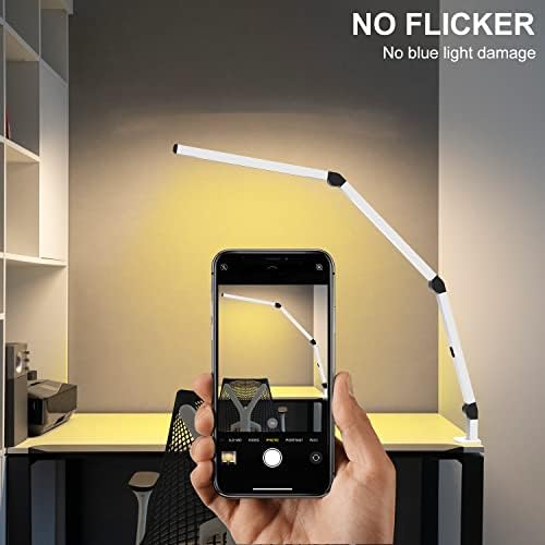 Micomlan LED Desk Lamp with Clamp, Dual Light Table Lamp with Adjustable Swing Arm, Eye-Care 4 CCT Modes & 5 Brightness Levels Clip-on Architect Modern Desk Light for Home Office Crafting Sewing - Image 2