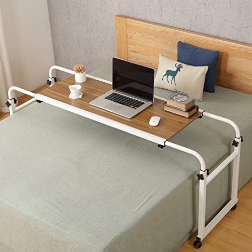 TigerDad Adjustable Overbed Table with Wheels, Mobile Laptop Desk on Wheels for King Queen Bed, Height Adjustable Rolling Computer Cart with Stand, Ancient Oak - Image 7