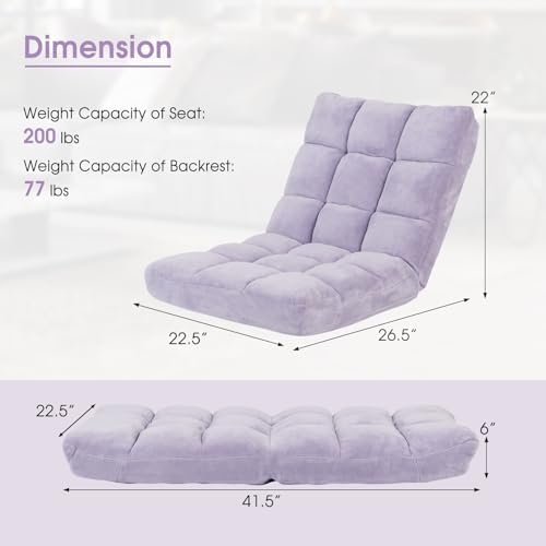 Moccha 14-Position Floor Sofa, Folding Sofa Chair with Back Support, Memory Foam Floor Gaming Chairs for Adults, Adjustable Padded Couch Recliner, Chaise Lounge for Reading, Meditating (Light Purple) - Image 3
