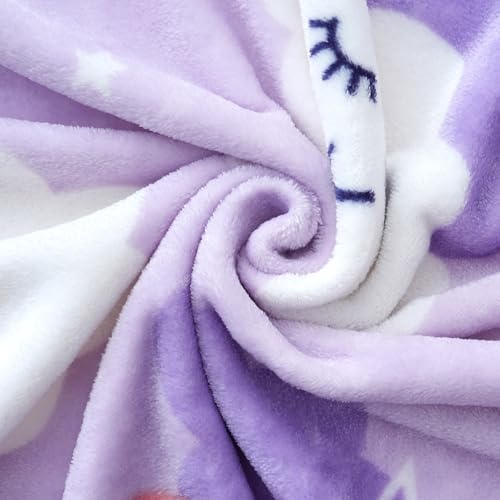 SOCHOW Cute Cloud Print Fleece Throw Blanket, Purple 50 x 60 Inches - Image 5