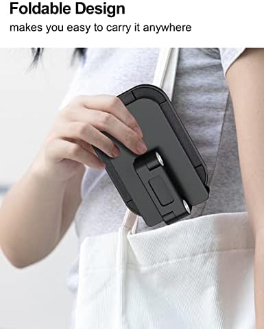 OCYCLONE Cell Phone Stand + 2 PCS Cable Organizer, Angle Height Adjustable iPhone Stand for Desk, Foldable Cell Phone Holder Tablet Stand Compatible with 4.7"-13" Phone Tablet - Image 6