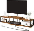 IBUYKE Floating TV Stand with Power Outlet,Wall-Mounted Floating Stand for TVs up to 55",Metal Entertainment Center,Wall Mounted TV Shelf with Storage for Living Room Bedroom,Rustic Brown UWST011H by IBUYKE