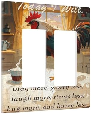 Decorative Outlet Covers Vintage Funny Chicken Rooster 2 Gang Light Switch Cover Plate Double Rocker Wall Plate Gfci Switch Plate Covers Plug Faceplate for Kitchen Decor - Image 2