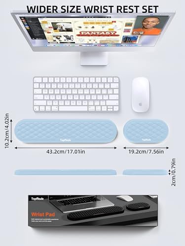 Ergonomic Wrist Rest, Full-Size Keyboard & Mouse Wrist Support Pad, Blue | Slow Rebound, Soft Memory Foam, Computer Keyboard & Mouse Palm Rest, Pain Relief, Comfort for Office, Gaming, Study, Typing - Image 4
