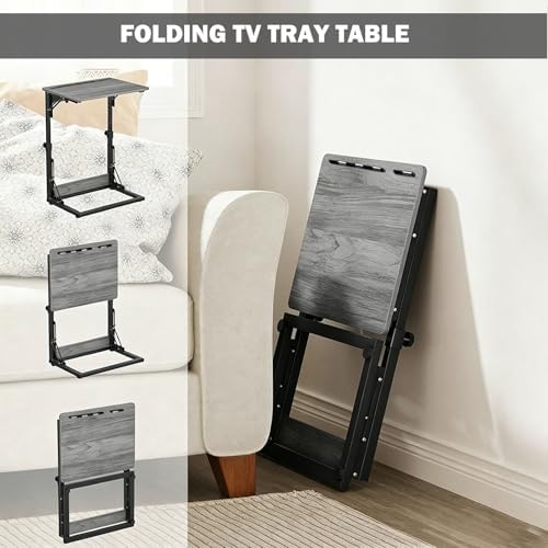Folding TV Trays Set of 2, Adjustable Height TV Trays for Eating on Couch - Image 5