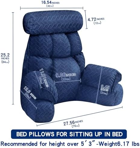 FXXUDVNIIN Back Pillow for Bed Sitting up – with 9.4" Armrest - Image 2