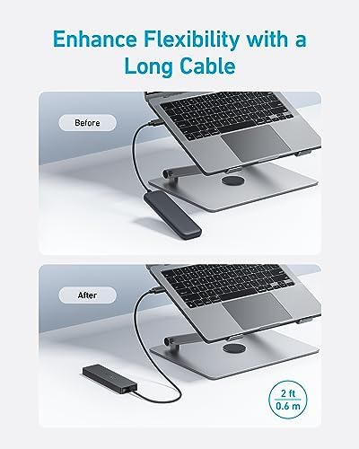 Anker 4-Port USB 3.0 Hub with 5Gbps Data Transfer, Ultra-Slim USB-C Connector Hub, for MacBook, iMac, Surface, Mobile HDD, and More (2 ft USB-C Connector, Charging Not Supported) (Pack of 2) - Image 5
