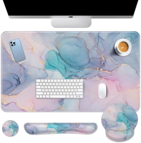 Arttown Keyboard Mouse Pad Set, 4 in 1 Desk Mat Set Marble Gradient by Arttown