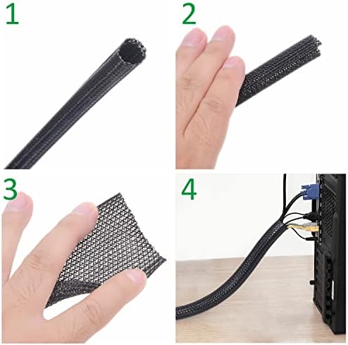Eco-Fused Cord Organizer Kit - Wire Management - Slot Cable Holders, Self Adhesive Cable Clip Holders, Fastening Cable Ties, Hook Loop Cable Straps, Reusable Hook Loop Cable Ties, Cable Sleeve Split. - Image 6