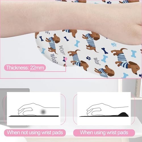 Cute Dachshund Puppy Keyboard Wrist Rest Pad Mouse Pad Set,Ergonomic Mousepad Wrist Support Memory Foam Desk Pad for Gaming Office,Non-Slip Rubber Base Easy Typing for Home Office Computers - Image 2