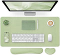 Bloss Leather Desk Mat and Keyboard Wrist Rest, Large Mouse Pad + Keyboard Pad+Mouse Wrist Support, Non-Slip Desk Mat Protector for Office, Home(35.4×15.7 Inches, Green) by Bloss