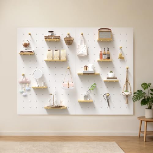 Modular Wooden Peg Board Wall Organizer DIY Thick Pegboard Kit(31.4X47.2in) by SLVUAFRN
