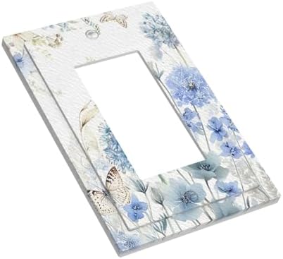 Decorative Outlet Covers Blue Floral Hydrangea Watercolor Wildflower 1 Gang Rocker Light Switch Covers Single Gfci Wall Plate Electrical Receptacle Switchplate Plug Faceplate for Bathroom - Image 3