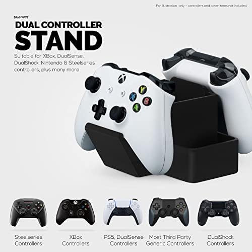 BRAINWAVZ Dual Game Controller, TV Remote Control & Stationary Storage Desktop Organizer Holder, Universal Design for Xbox ONE PS5 PS4 PC Gamepads, Reduce Clutter (D03) - Image 4