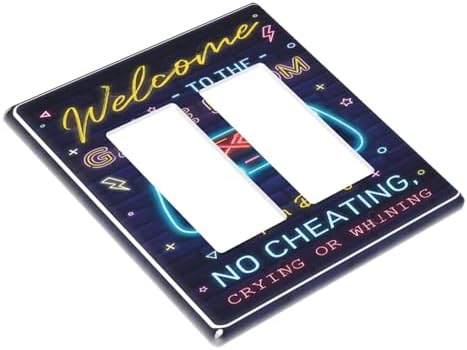 Decorative Outlet Covers Welcome to the Game Room Sign 2 Gang Light Switch Cover Plate Double Rocker Wall Plate Gfci Switch Plate Covers Plug Faceplate for Bedroom Decor - Image 3