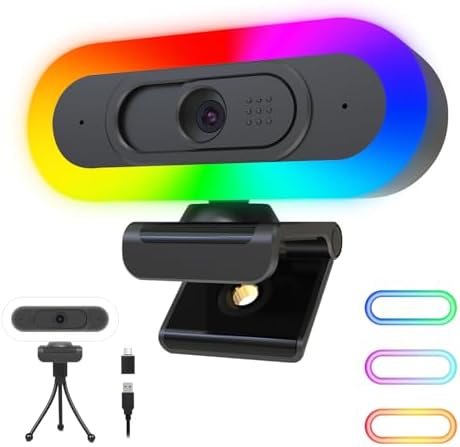 ToLuLu 2K Streaming Webcam Web Cam, LED RGB Webcam with Microphone & Light by ToLuLu