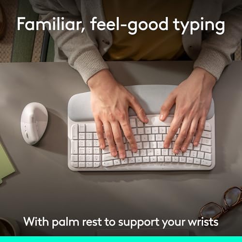 Logitech Wave Keys & Lift Vertical Mouse Ergonomic Wireless Combo - White - Image 4