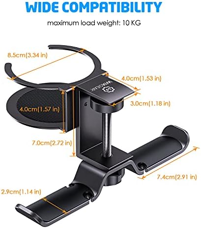 Headphone Stand, 2 in 1 PC Gaming Headset Stand Cup Holder, with Cable Organizer, 360° Adjustable & Rotating Arm Clamp Headphone Holder, Suitable for All Headphones and Drinks - Image 6