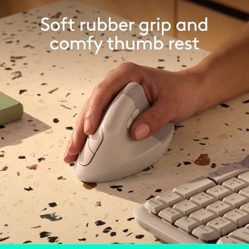 Logitech Lift Vertical Ergonomic Wireless Mouse - Sand - Image 2