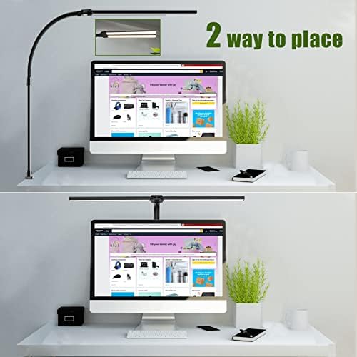 Double Head LED Desk Lamp, Architect Desk Lamps for Home Office, 24W Brightest Workbench Office Lighting-5 Color Modes and 5 Dimmable Eye Protection Modern Desk Lamp for Monitor Reading - Image 2