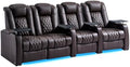 comfiroom Top-Grain Leather Home Theater Seating, Dual-Motor Power Recliner by comfiroom