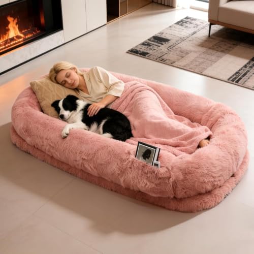 Human Dog Bed with Pillow & Blanket - 71 × 45 × 12 Inch by FollowUs