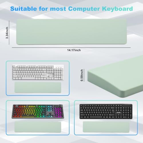 Sumgsn Green Keyboard Wrist Rest, Gel Wrist Pad for Keyboard 60%/68%/70% | Ergonomic Keyboard Wrist Pad, Comfort Support for Typing and Gaming - Image 2