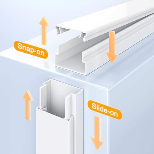 Delamu Cord Hider, 315in Wire Covers for 2-3 Cords on Wall, Premium Cable Hider Cord Covers for Wires on Wall, Cable Management Wire Hiders for TV, Cable Raceway Kit, L15.7 x W0.95 x H0.55 in, White - Image 4