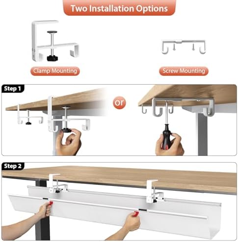 Univivi No Drill Under Desk Cable Management Tray, 48 inch Cable Management - Image 6