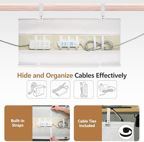 SHUWEI 36" Under Desk Cable Management Tray, Premium Mesh Cable Management for Desk, Clamp/Screw Mount Cable Tray for Office and Home (White, 35.6" L) - Image 2