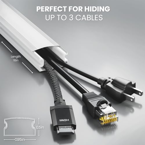 EVEO Cord Hider - 300” Cord Cover Wall Cable Hider, Cable Concealer, Wire Hiders for TV on Wall. Cable Management, Cord Hider Cable Raceway Wire Covers for Cords -18X (L17 W0.95 H0.5) - Medium - White - Image 2