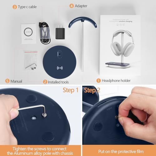 Hiwe Headphone Stand with Wireless Charger, Headset Holder for Desktop - Image 6
