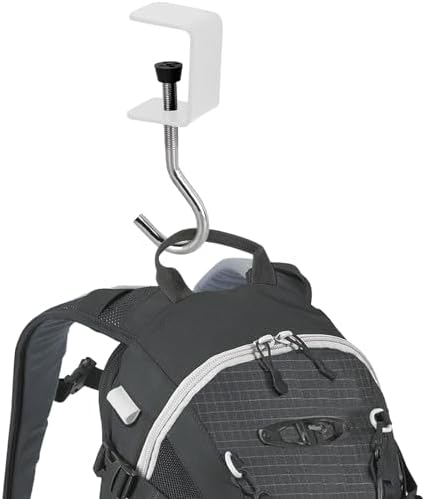 Desk Mount Bag Holder Hook Clamp-On Backpack Hanger Portable Headphones Holder, Reduce Desk Clutter, White (Pack of 2) - Image 2