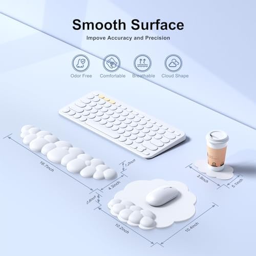 MOKURU Cloud Mouse Pad with Wrist Rest, Cloud Keyboard Wrist Rest, Mouse Pad Wrist Support, Ergonomic Keyboard Mouse Wrist Support White - Image 6