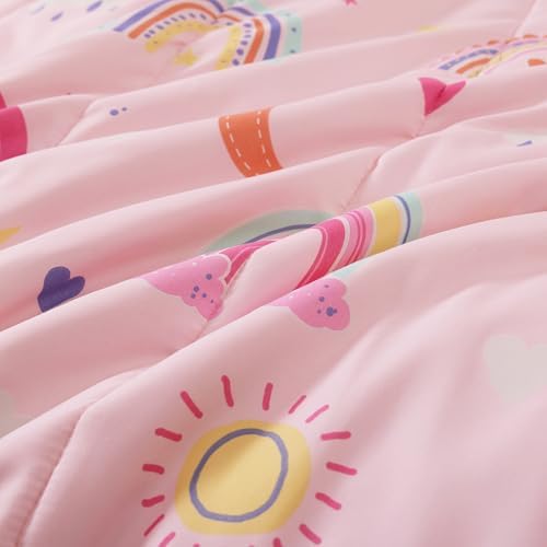 Queen Size Comforter Set for Girls-4 Pieces Rainbow Glow in the Dark - Image 5
