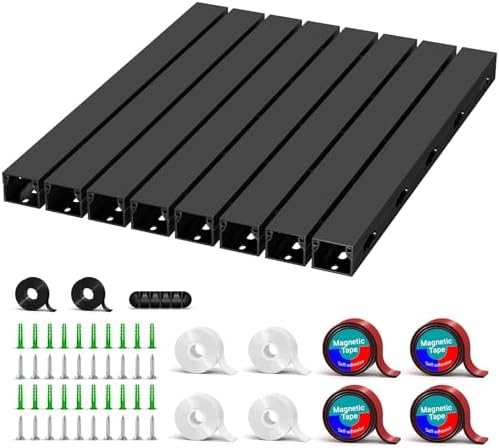 Cable Raceway - Magnetic Cable Management Under Desk with Upgraded Aesthetic Large Hole, Cord Organizer Kit for Hiding Computer, Gaming Desk, Network, Power Cord, TV - 8PCS 8x15.7in Black by Aocii
