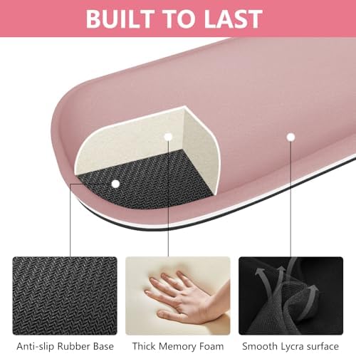 Wrist Rest for Computer Keyboard and Mouse, Ergonomic Design Wrist Support Pad for Keyboard, Soft Memory Foam Desk Pads Support Hand and Arm Easy Typing Pain Relief, 2 Piece Pad, Pink - Image 2