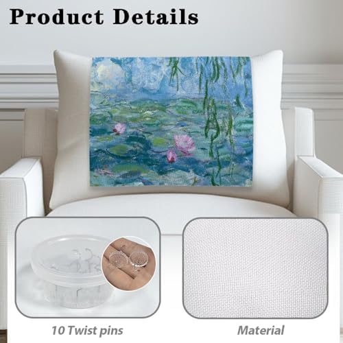 Headrest Cover for Small Recliner 3 Pcs - Waterproof Stretchable Slipcover with Non-Slip Back & Fixing Nails, Washable Fabric Protector (Fits Most Chairs) Pond Water Lilies Print - Image 4