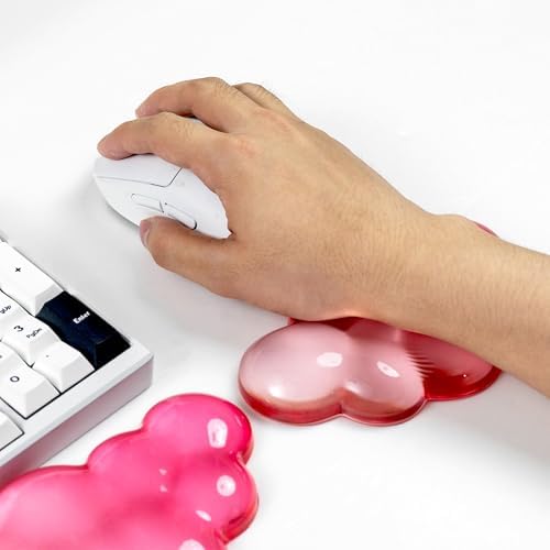 Gel Keyboard and Mouse Wrist Rest, Cloud Wrist Pad for Computer Keyboard | White Pink Wrist support for Keyboard 60%/68%/75%,Cloud Wrist Rest,Keyboard Cushion, Comfort & Support for Typing and Gaming - Image 6