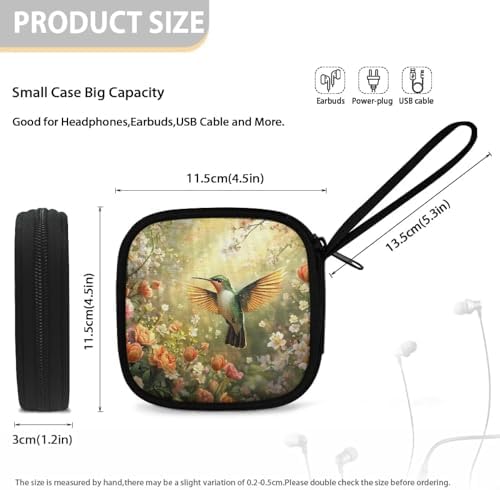 Headphones Carrying Case, Hummingbird Travel Portable Storage Bags for Bluetooth Wireless Headphones, Cords, Cable, Earbuds, Charger - Image 5