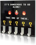 getDigital Dangerous to Go Alone Key Rack - Geeky Home and Office Decor Wall-Mounted Key Holder with 5 Metal Hooks - 21 x 16 cm by getDigital