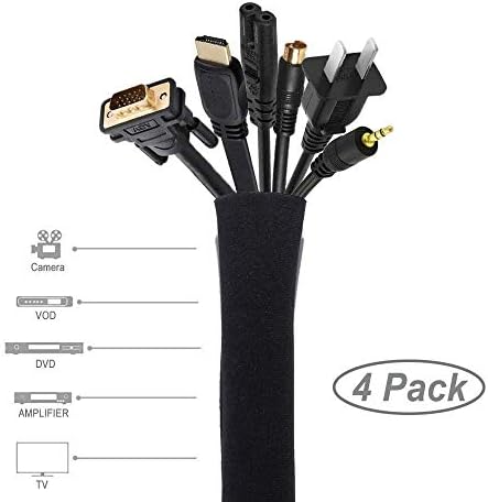 JOTO [4 Pack] 19-20 Inch Black Cable Management Sleeve Bundle with 26ft – 1/2 inch Black Cable Management Protector - Image 2