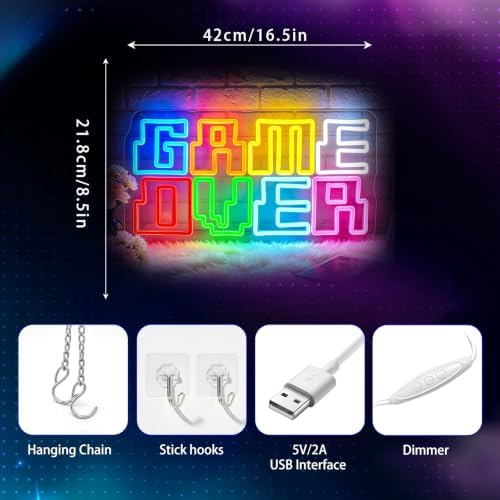 Neon Sign, Game Over Neon Signs for Wall Decor LED Signs Neon Light - Image 3