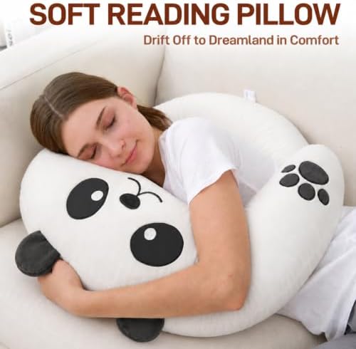 Lap Pillow, Cute Panda Crochet Pillow for Knitting, Crafting, Gaming, Reading and Phone Use on Bed, Sofa or Chair, U-Shaped Wrap Around Arm Support Cushion and Neck Pillow - Image 4